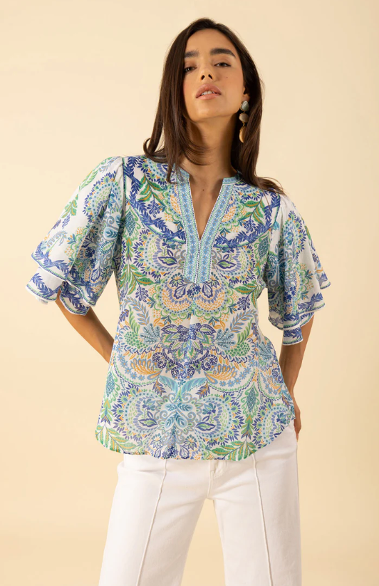 BRAELYN VOILE TOP WITH CURVED YOKE