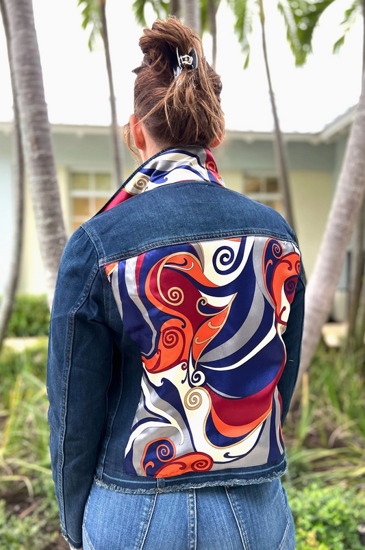 DARK DENIM JEAN JACKET WITH PUCCI PRINT