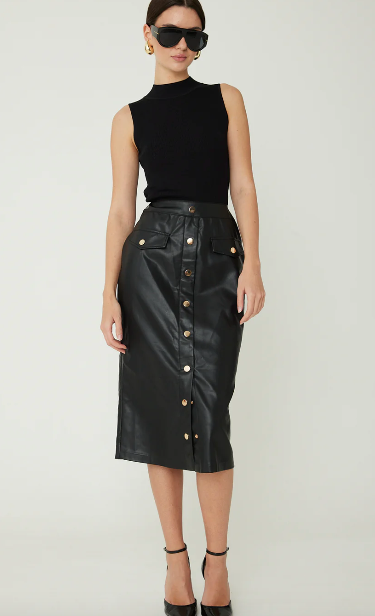 MACKENZIE DRESS WITH BLACK RIBBED SWEATER BODICE AND FAUX PENCIL SKIRT