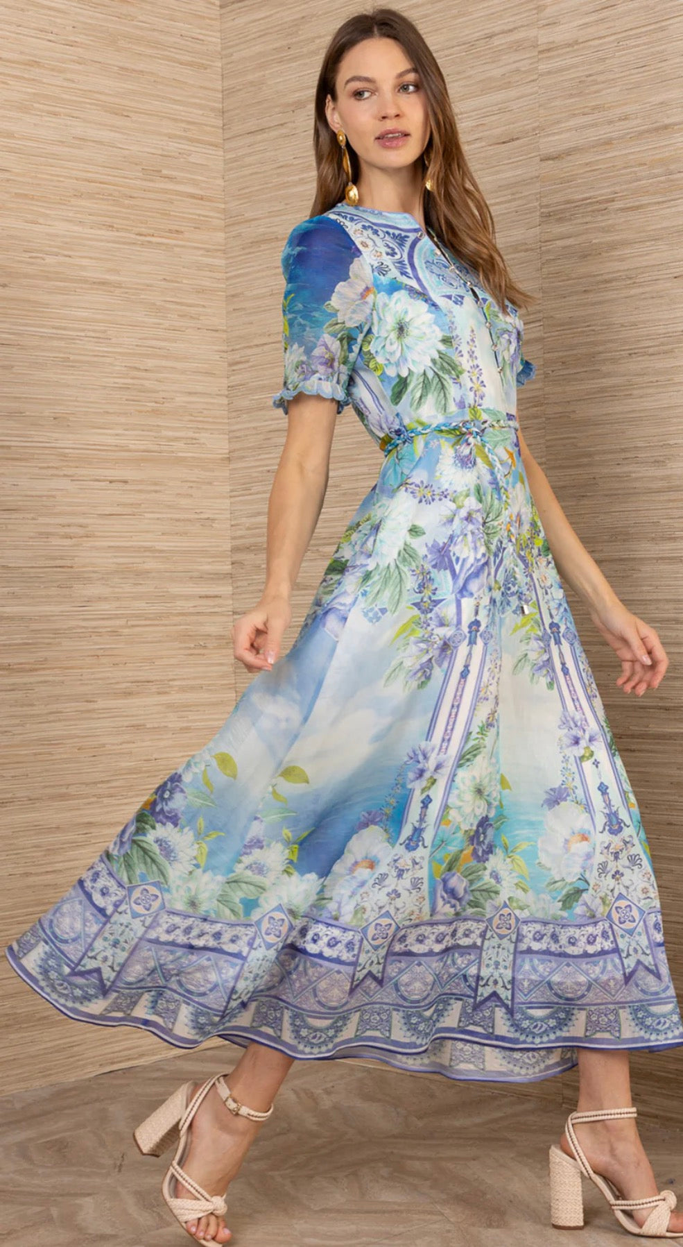 CYRILLA LINEN ORGANZA MAXI DRESS