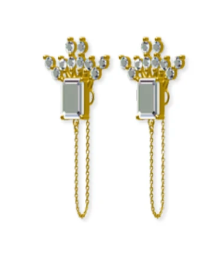 CHAINED CRYSTAL DROP STUD