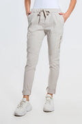 BEIGE SIDE ZIPPER PANT