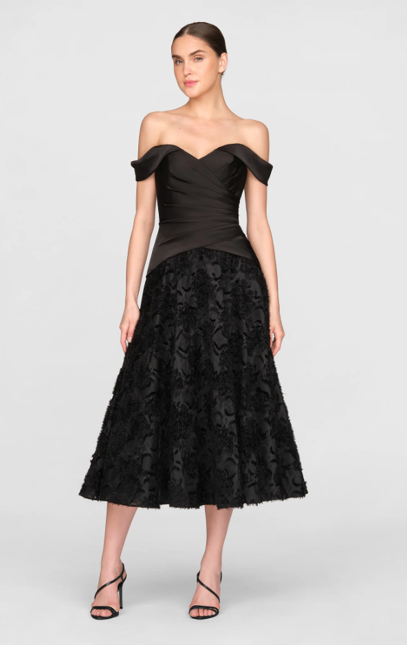 LILA OFF SHOULDER A LINE DRESS