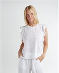 EYELET FLUTTER SLEEVE TOP
