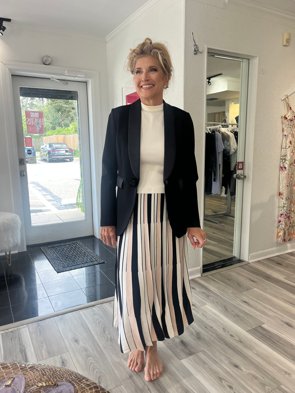 NOLITA MIDI STRIPE SKIRT