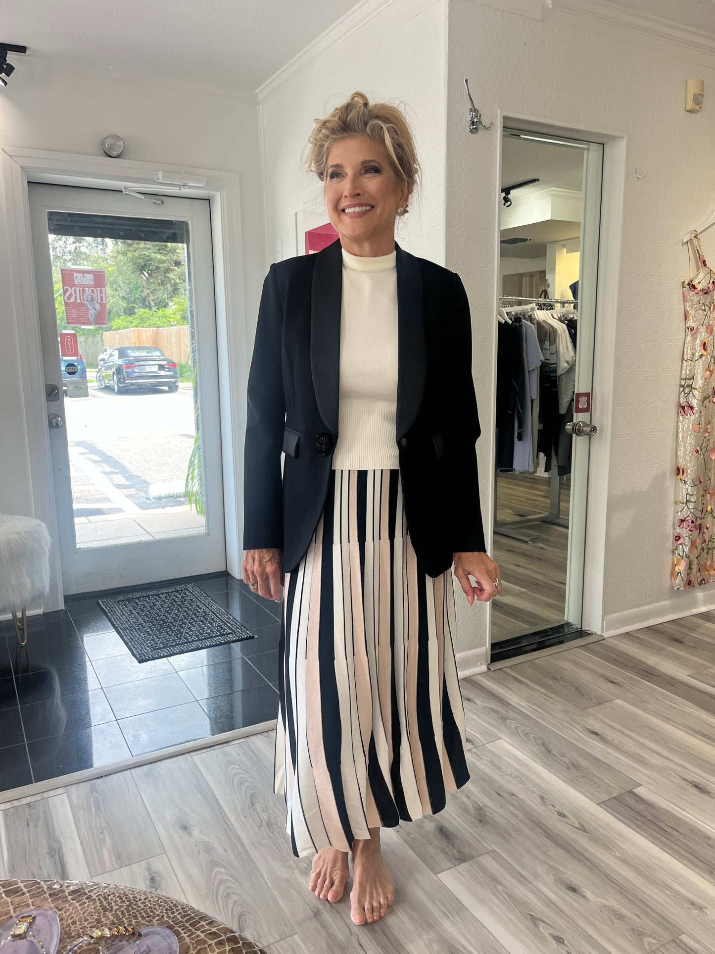 NOLITA MIDI STRIPE SKIRT