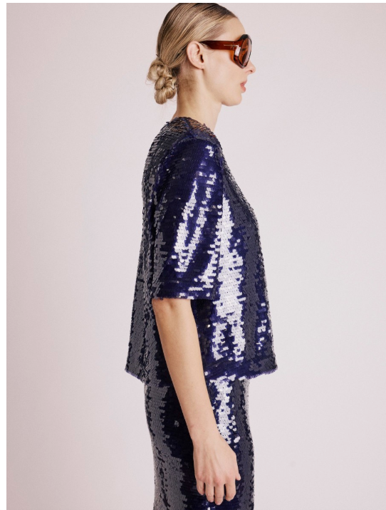 SHORT SLEEVE TOP WITH SEQUINS