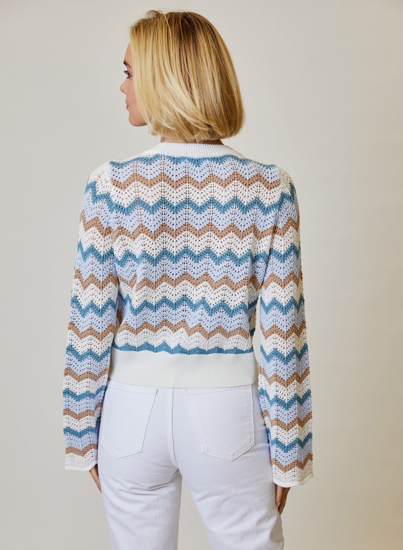 CHEVRON FLARE LONG SLEEVE SWEATER