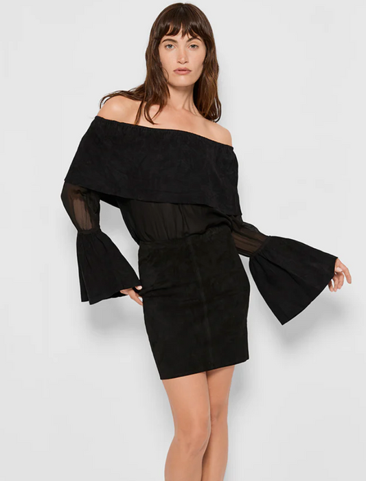 INES SUEDE TOP BLK