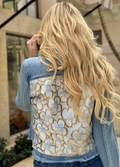 LIGHT DENIM JEAN JACKET WHITE LOTUS PRINT