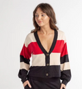 STRIPPED CARDI SWEATER