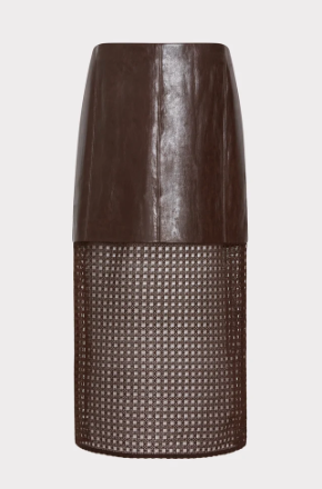 NOVAH VEGAN LEATHER MIDI SKIRT
