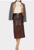 NOVAH VEGAN LEATHER MIDI SKIRT