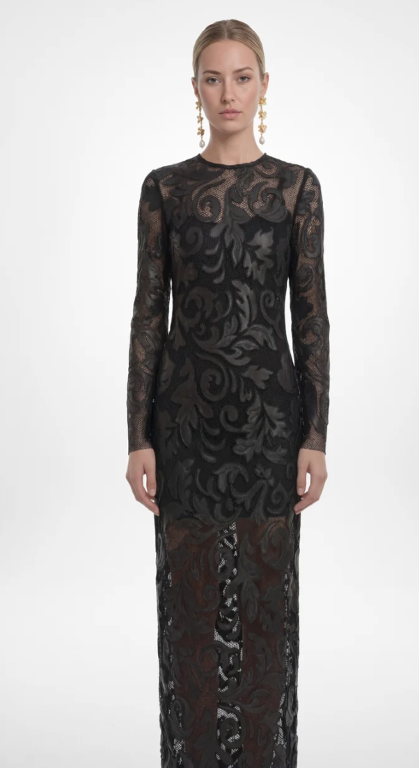 HESTER LEATHER AND LACE DRESS