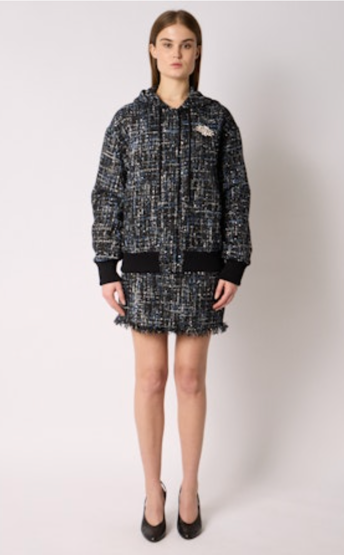 VESTE BOMBER CAPUCHE TWEED