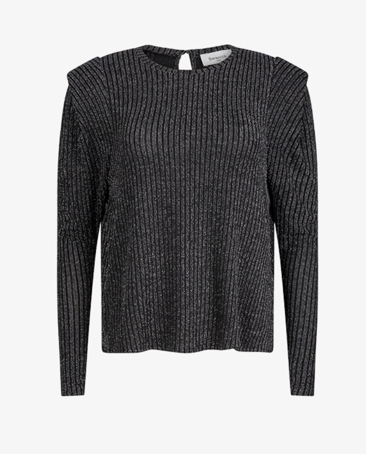 BERENICE LUREX LONG SLEEVE TOP WITH SHOULDER DETAIL