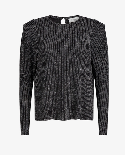 BERENICE LUREX LONG SLEEVE TOP WITH SHOULDER DETAIL