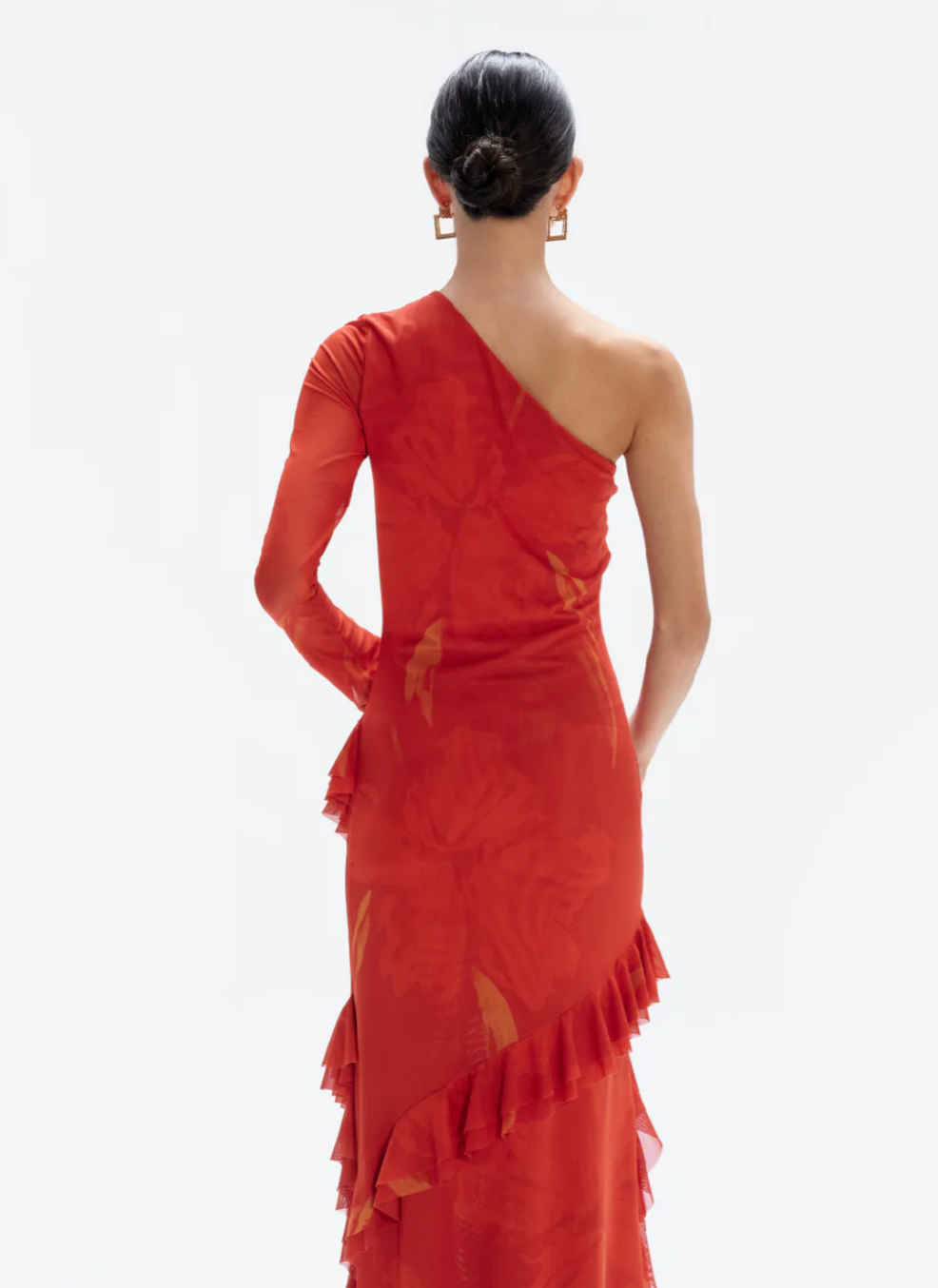 GLOWVINE ONE SHOULDER RUFFLE HEM L