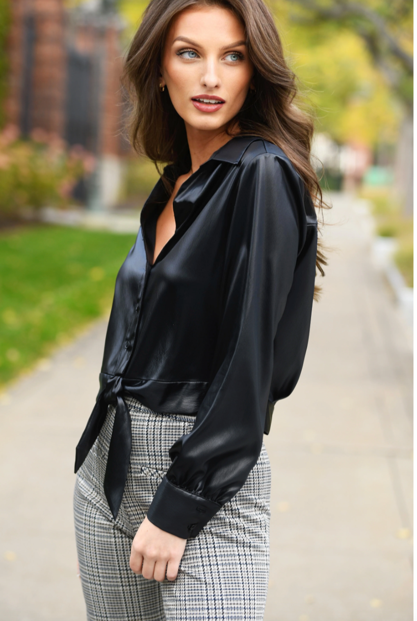 LOTTIE LIQUID JERSEY TIE TOP