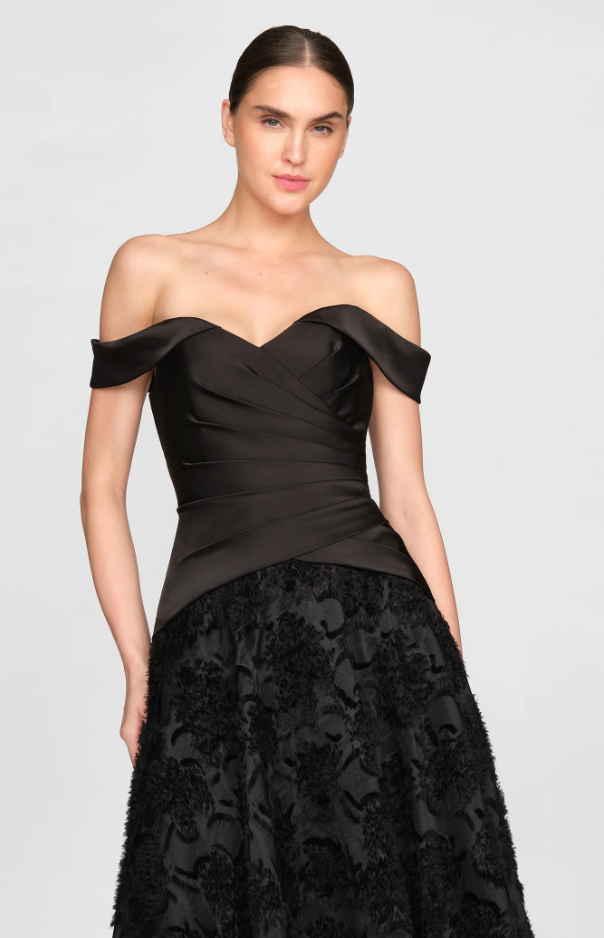 LILA OFF SHOULDER A LINE DRESS