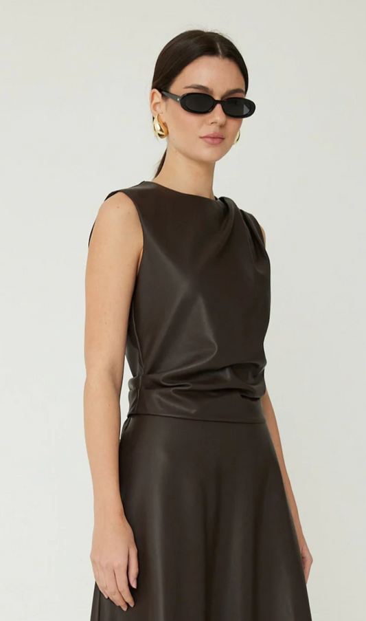 MINA VEGAN LEATHER TOP