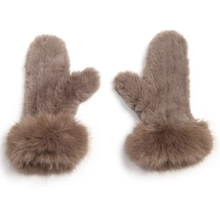 FAUX RABBIT KNIT MITTENS