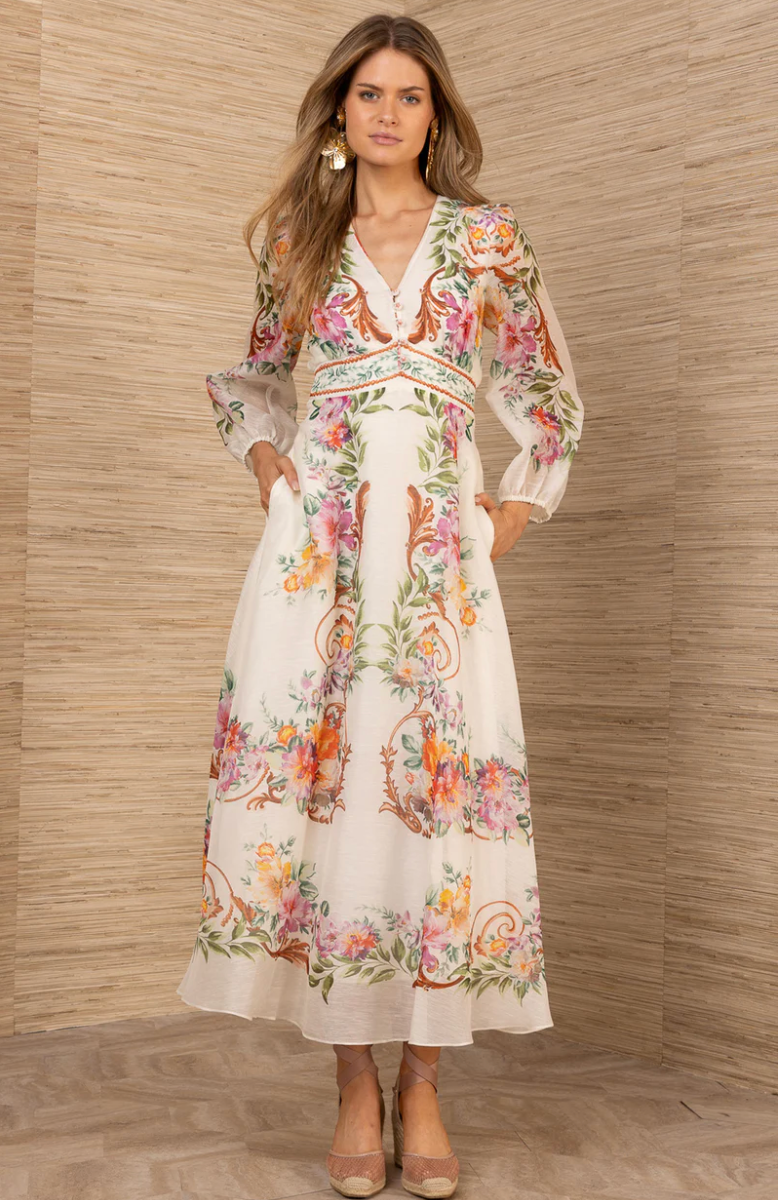 FRIEDA ORGANZA VNECK MAXI DRESS