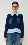 LEILA SWEATER WITH GOLD BUTTON