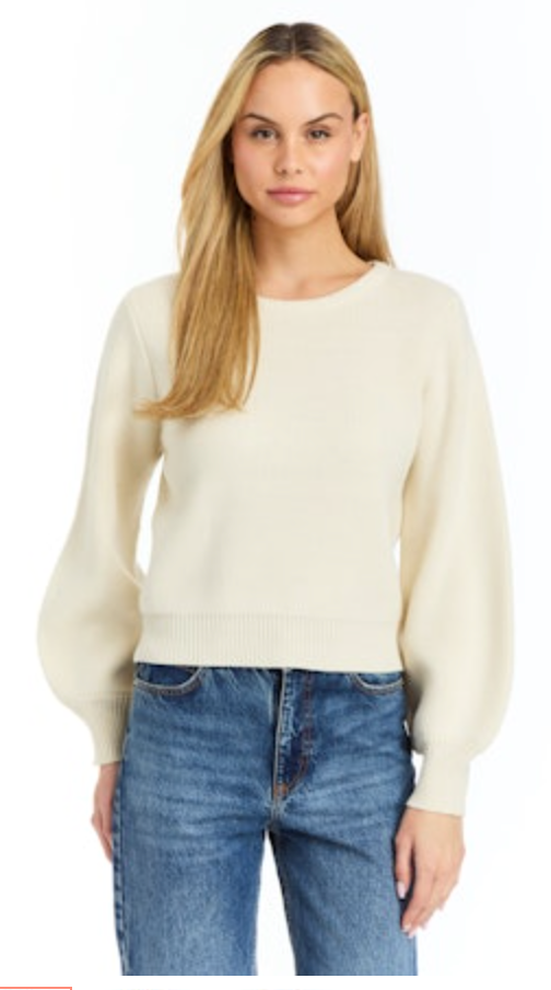 CYRUS COTTON CREW NECK PUFF SLEEVE SWEATER
