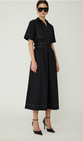 THE CARMEN SS CLASSIC SHIRT DRESS WITH BELTED WAIST AND TOPSTITCHING DETAIL