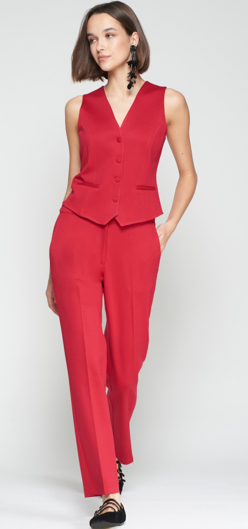 RED STRAIGHT-LEG TROUSERS