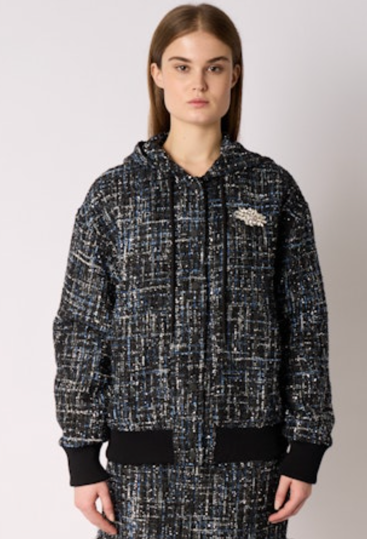 VESTE BOMBER CAPUCHE TWEED