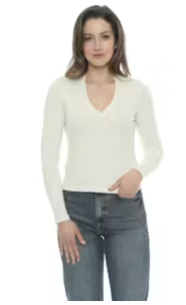 KERRY RIB VNECK LONG SLEEVE TOP