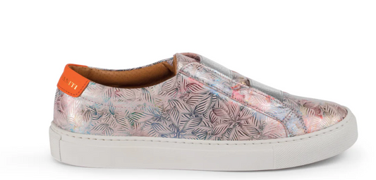 GIA FLORAL PINK SNAKE PRINT LEATHER SNEAKER