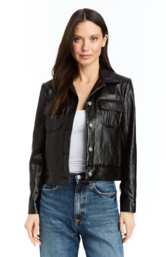 MARIBEL VEGAN LEATHER CROP JACKET V21788