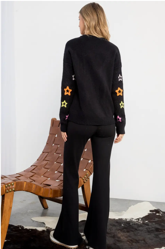 STAR SLEEVE KNIT CREWNECK