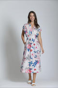 SMOCKED WAIST MIDI DRESS