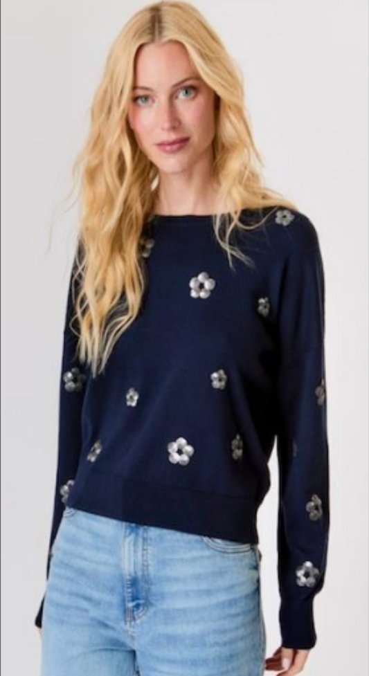 SEQUIN FLOWER SWEATER