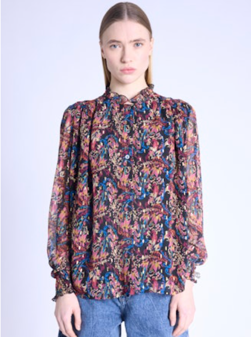 CHILA FLOWER LUREX BLOUSE