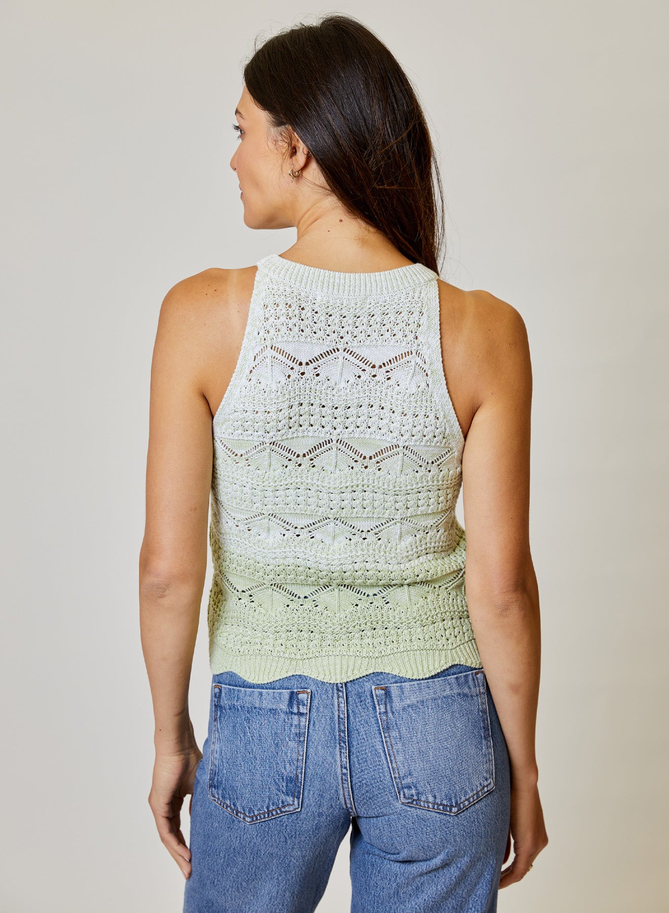 OMBRE SCALLOP HEM HALTER TOP