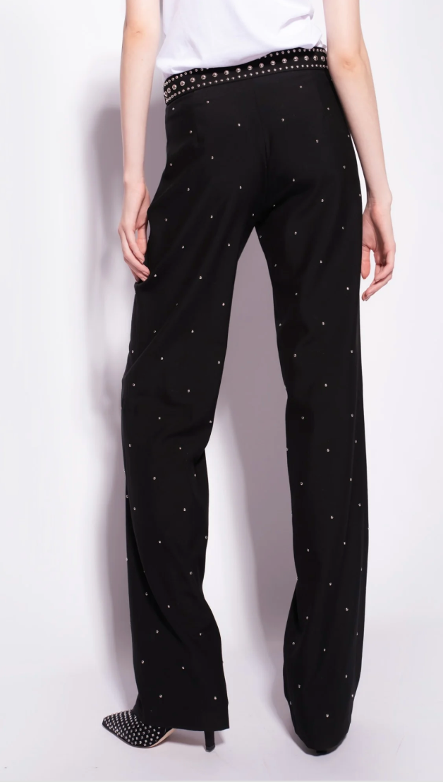 PINKO PEPITA TROUSER WITH STUDDED WAISTBAND