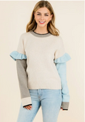RUFFLE COLORBLOCK SWEATER