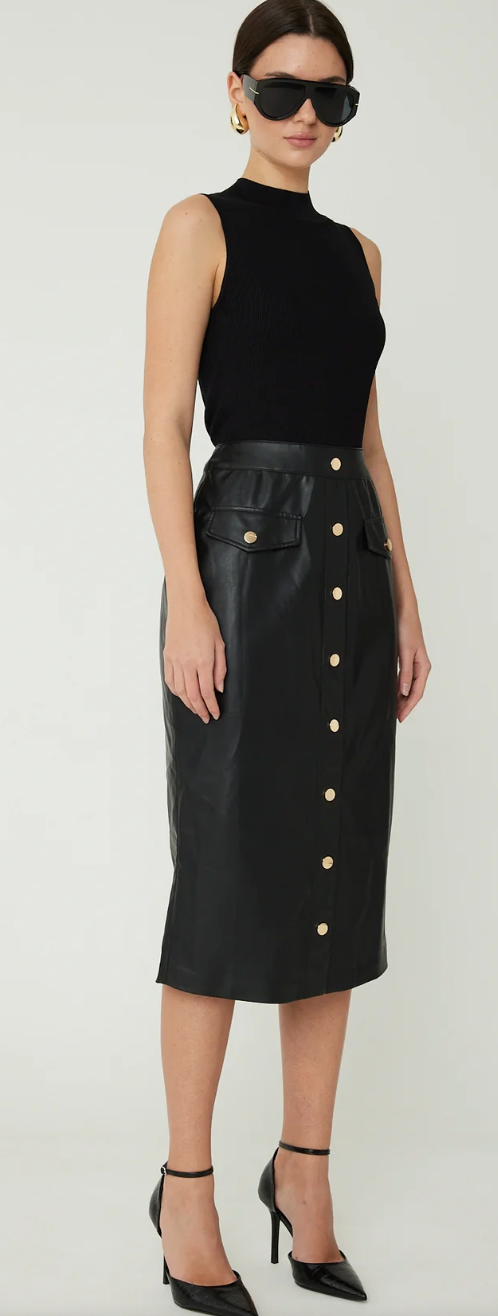 MACKENZIE DRESS WITH BLACK RIBBED SWEATER BODICE AND FAUX PENCIL SKIRT
